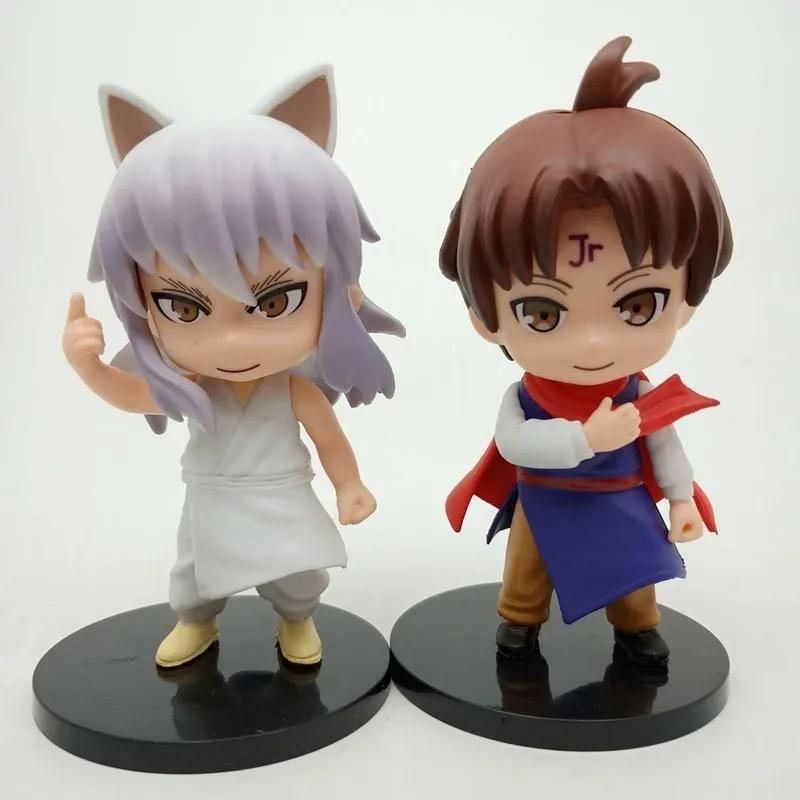 BANDAI Conjunto com 6 Peças Figura de Anime YuYu Hakusho Yuusuke Urameshi Kurama Sombra Fugaz PVC Fofa Versão Q Modelo Presente de Alta Qualidade para Crianças Brinquedos