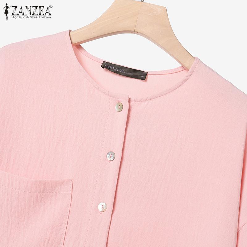 ZANZEA Bluză și pantaloni cu mânecă scurtă pentru femei Seturi de costume casual din două piese