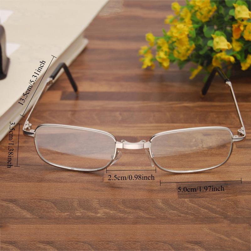 Reading Glasses Women Men Fold Portable Metal Frame Crystal Glass Square Vintage Anti-Scratch Ultralight Eyeglasses
