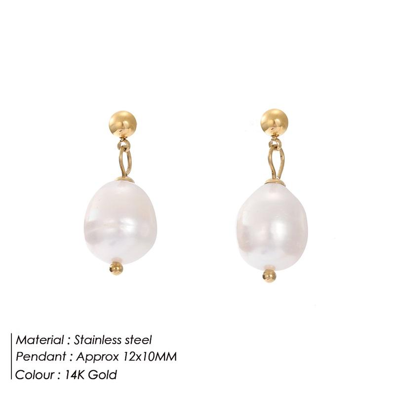 EMANCO Stainless Steel Pearl Drop Earrings Minimalist Style with Baroque Pearl Elements, Ideal for Daily Commute Chic Jewelry