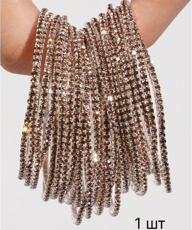 

Fashion Elastic Bracelet with Inlaid Crystals Stretchable Design Adjustable Fit Elegant Style Suitable for Various Occasions One Size жовтий
