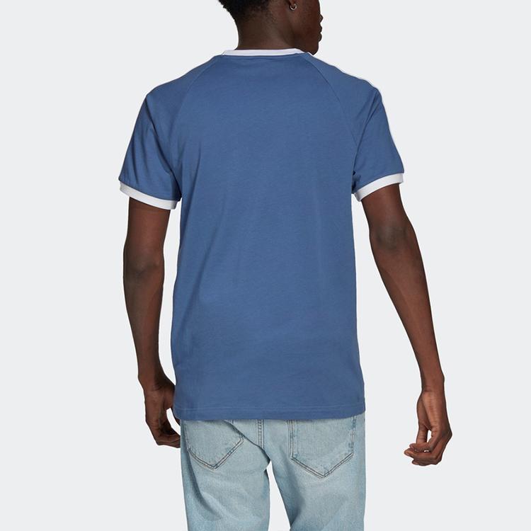 Adidas Originals Vintage Stripes 3-Series Tee with Embroidered Logo Men Tops Blue GN3501