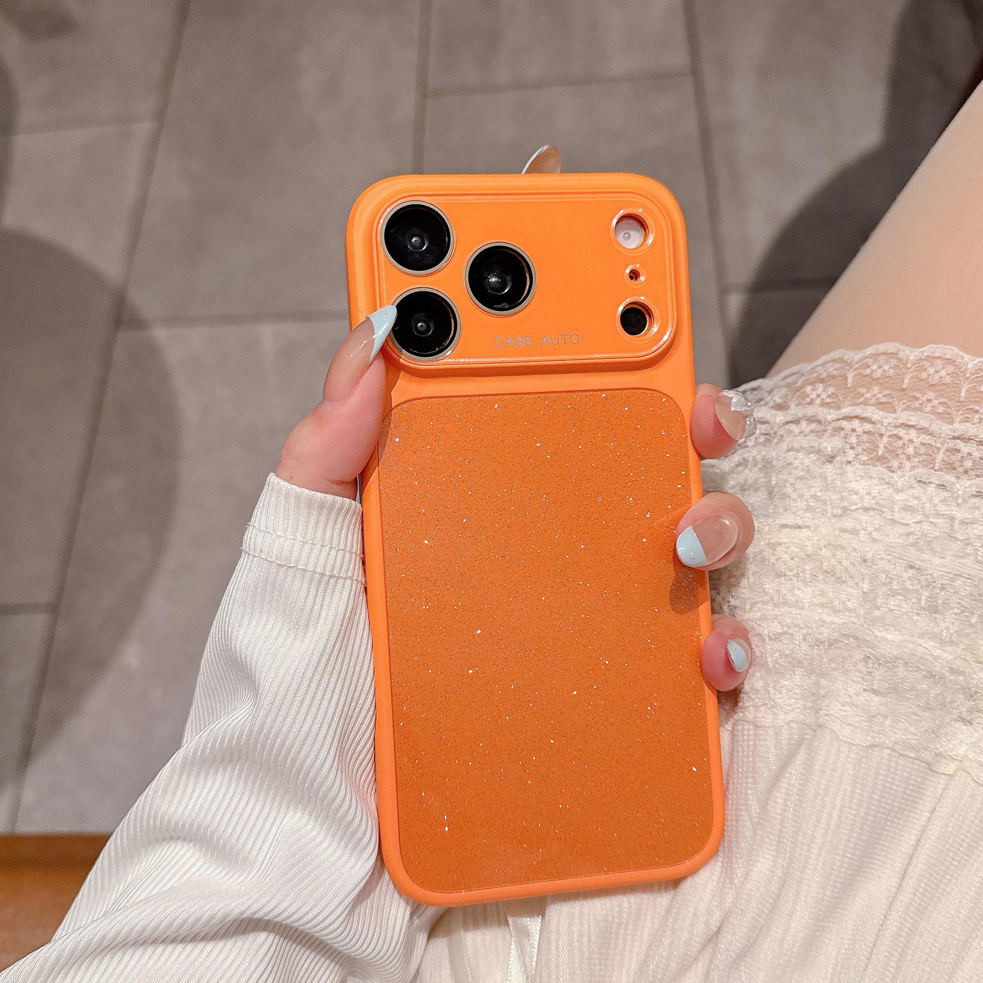 

iPhone 17 Pro Max/16 Pro/15/14 Liquid Skin Glitter Phone Case - Trendy & Fashionable for Girls 14 Pro Max оранжевый