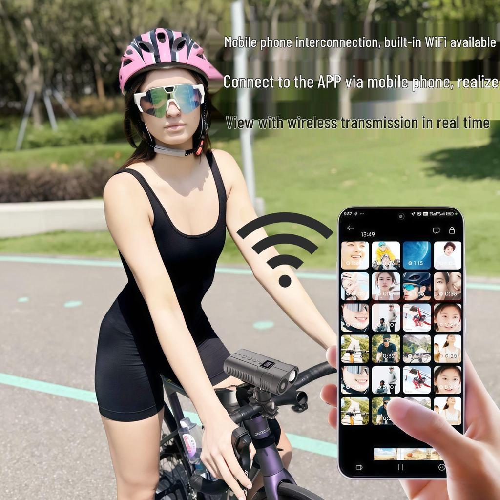 HD Sportkamera Fahrradscheinwerfer: Outdoor-Radfahren, Mountainbike, Straßenrekorder, Taschenlampenkamera