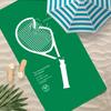 W-Wimbledon Muster Cartoon Handtuch Polyester Strandtuch Schnelltrocknend Sandfrei Badetuch für Sommer Pool Reise Urlaub