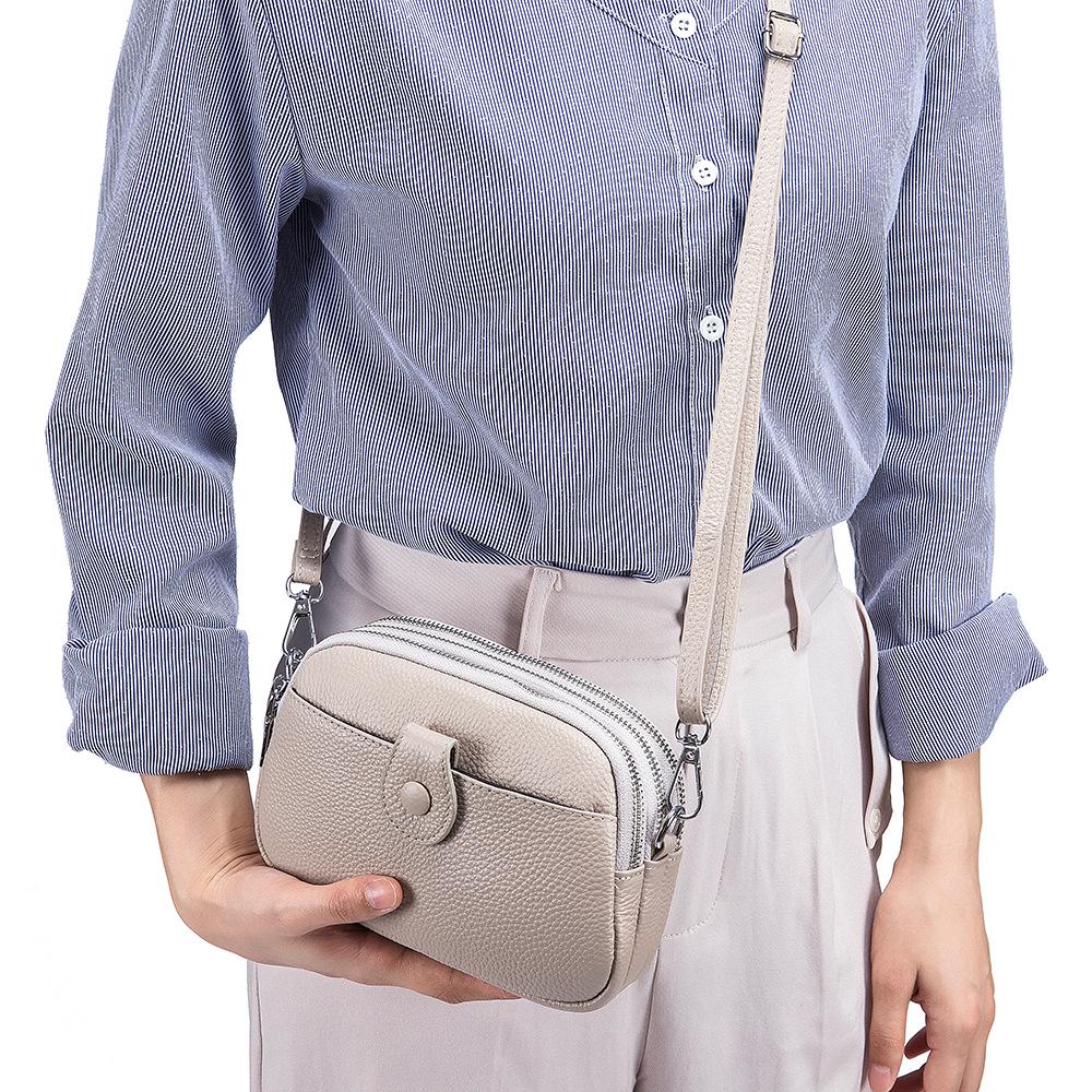 Women's Genuine Leather Mini Crossbody Bag - Large Capacity, Fashionable Phone & Mommy Bag