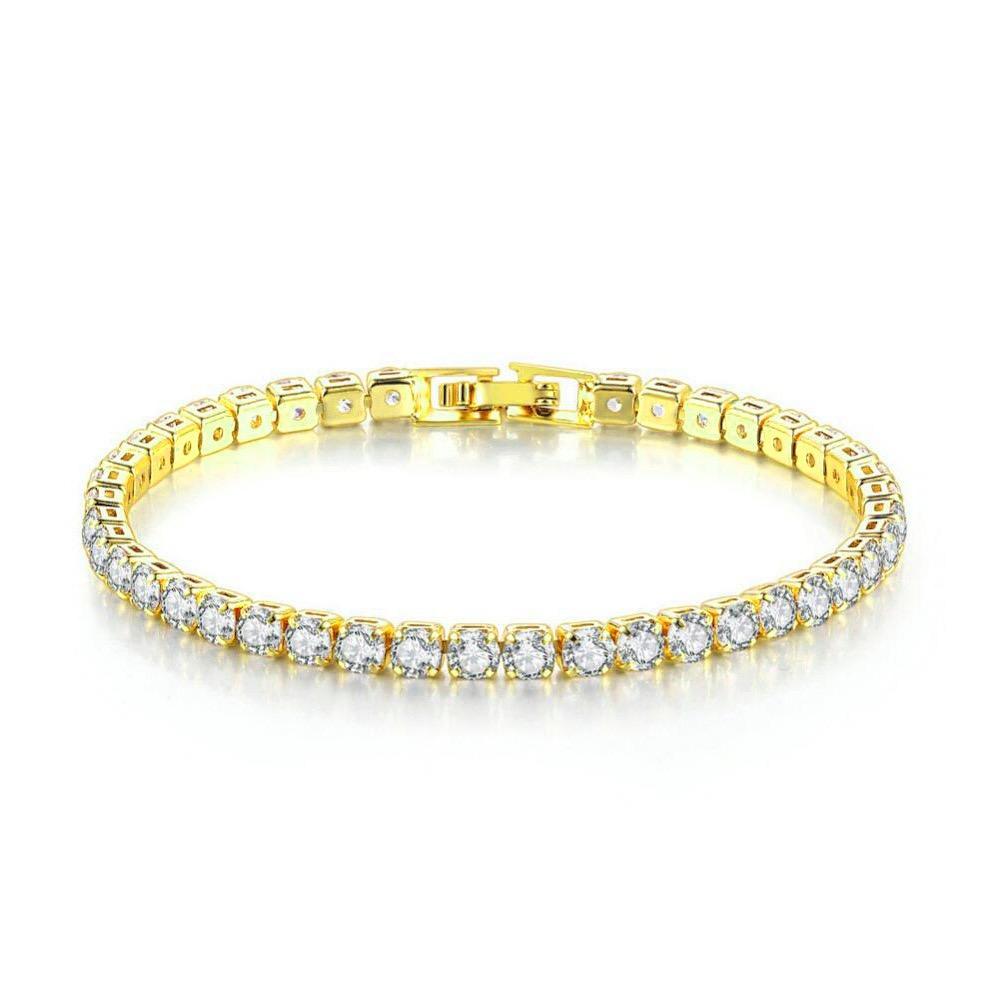 2022 New Fashion Free Shipping Copper Alloy Gold Plated 4MM Cubic Zirconia CZ Diamond Charm Tennis Bracelet for Women