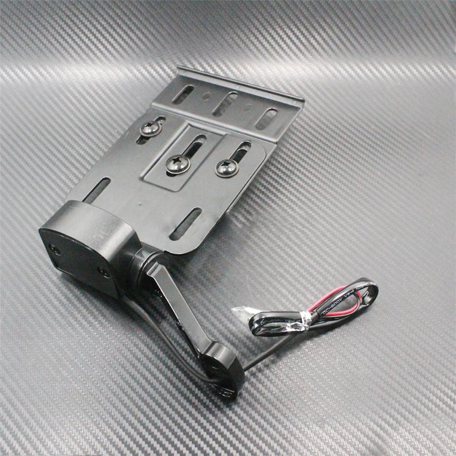 Black Telescopic Folding LED Light Side Mount License Plate for Harley 2004UP Sportster XL 883 1200 48