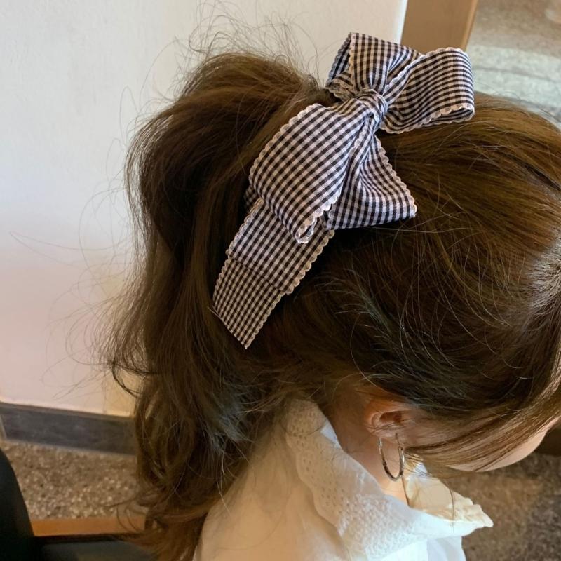 Cute Tartan Hairpin Soft Textile Design School Style Hair Ornament For Teens Ladies