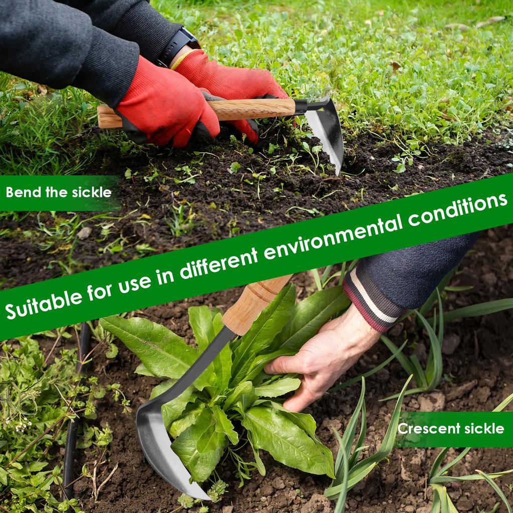 2 Peças Foice Japonesa para Capinar Enxada Ferramentas de Jardinagem Aço de Alto Carbono Ferramenta Removedora de Ervas Daninhas Leve Foice para Capinar Grama Jardinagem