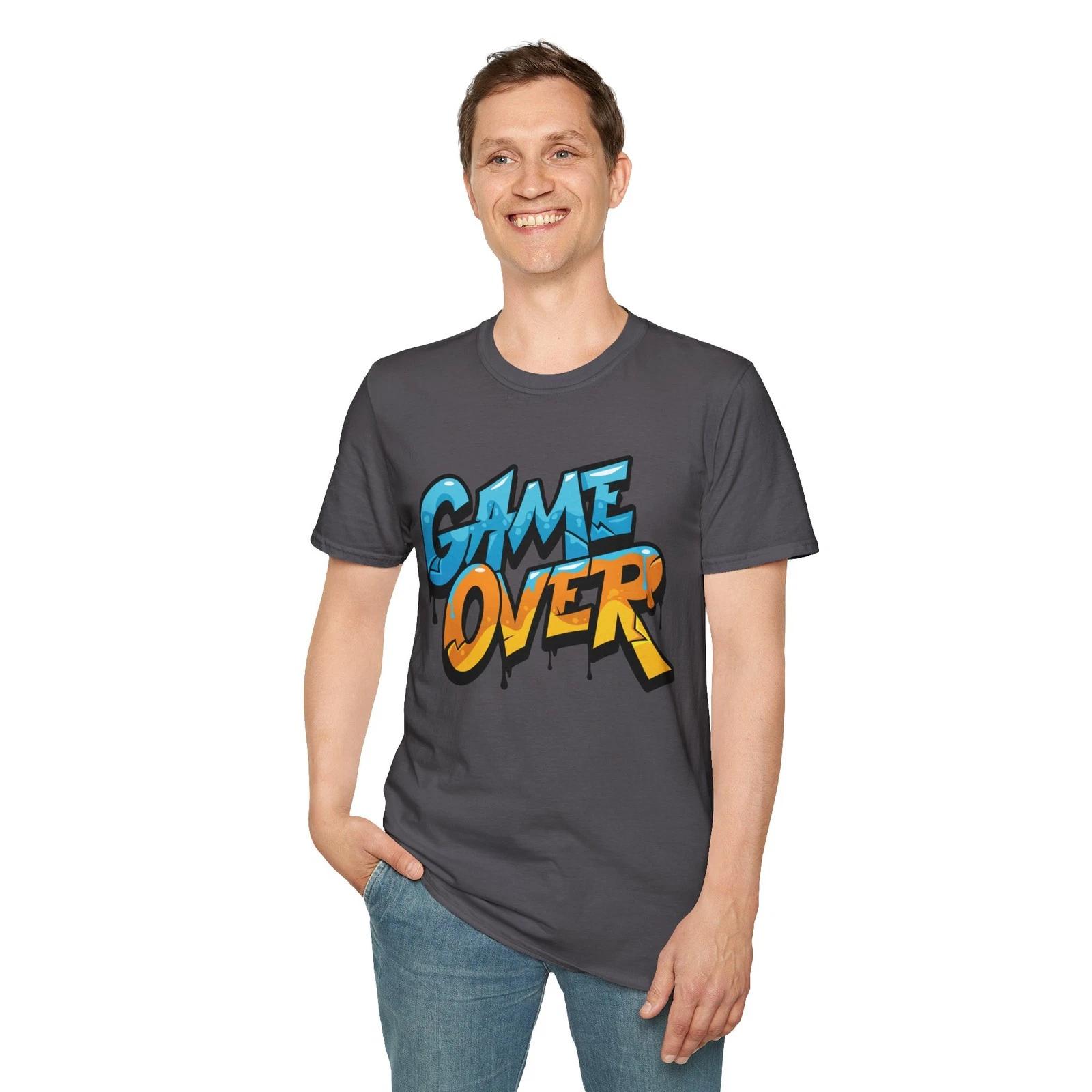 Game Over T-Shirt, Casual Graphic Tee, Streetwear Top, gamer shirt 2XL