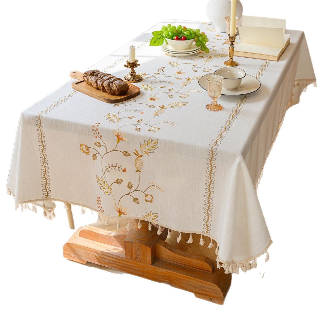 High-End Atmosphere Amazon Light Luxury Embroidered Tablecloth Retro American Decorative Rectangular Table Cloth