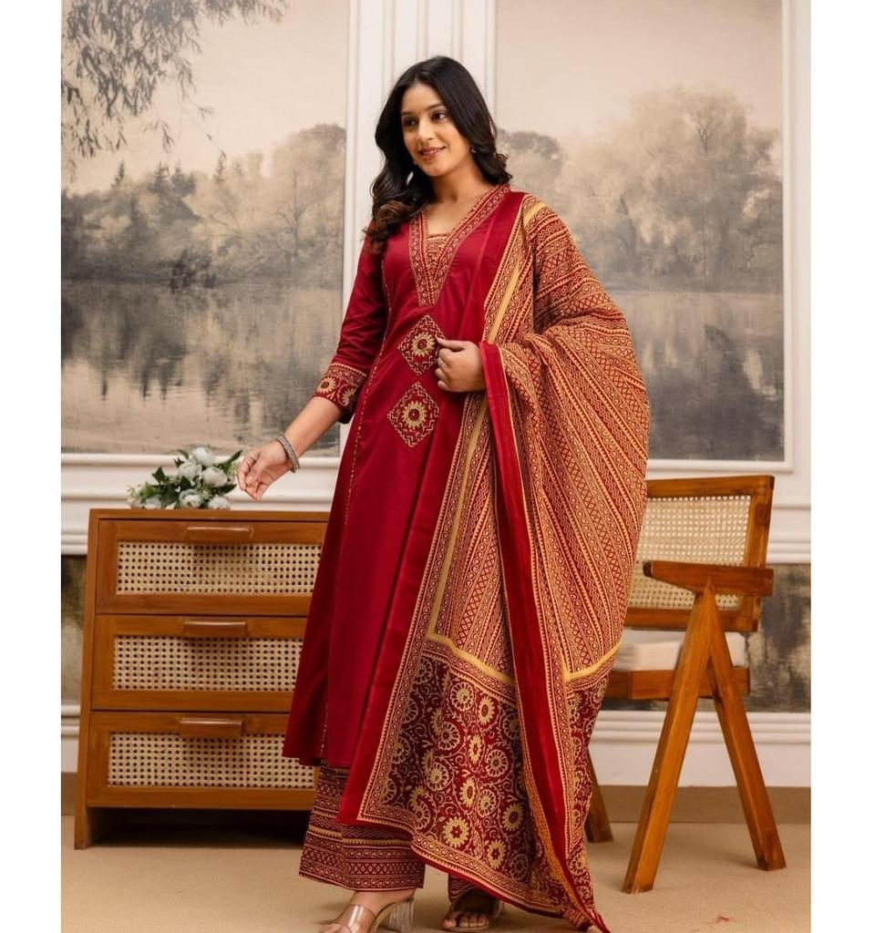 Women Bollywood Cotton Top Tunic Kurta Pant Dupatta Set Indian Designer Ethnic Wear Salwar Suit