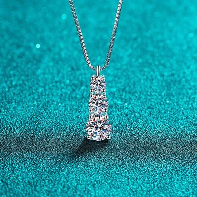 Collana con diamanti Moissanite colore D VVS1 per gioielli da sposa donna con collana in oro bianco 18 carati placcato nastro GRA 925