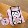 Strawberry KT Cat Round Edge Mirror Anti-Fall Phone Case for iPhone 14/13/12/11/Pro/Pro Max