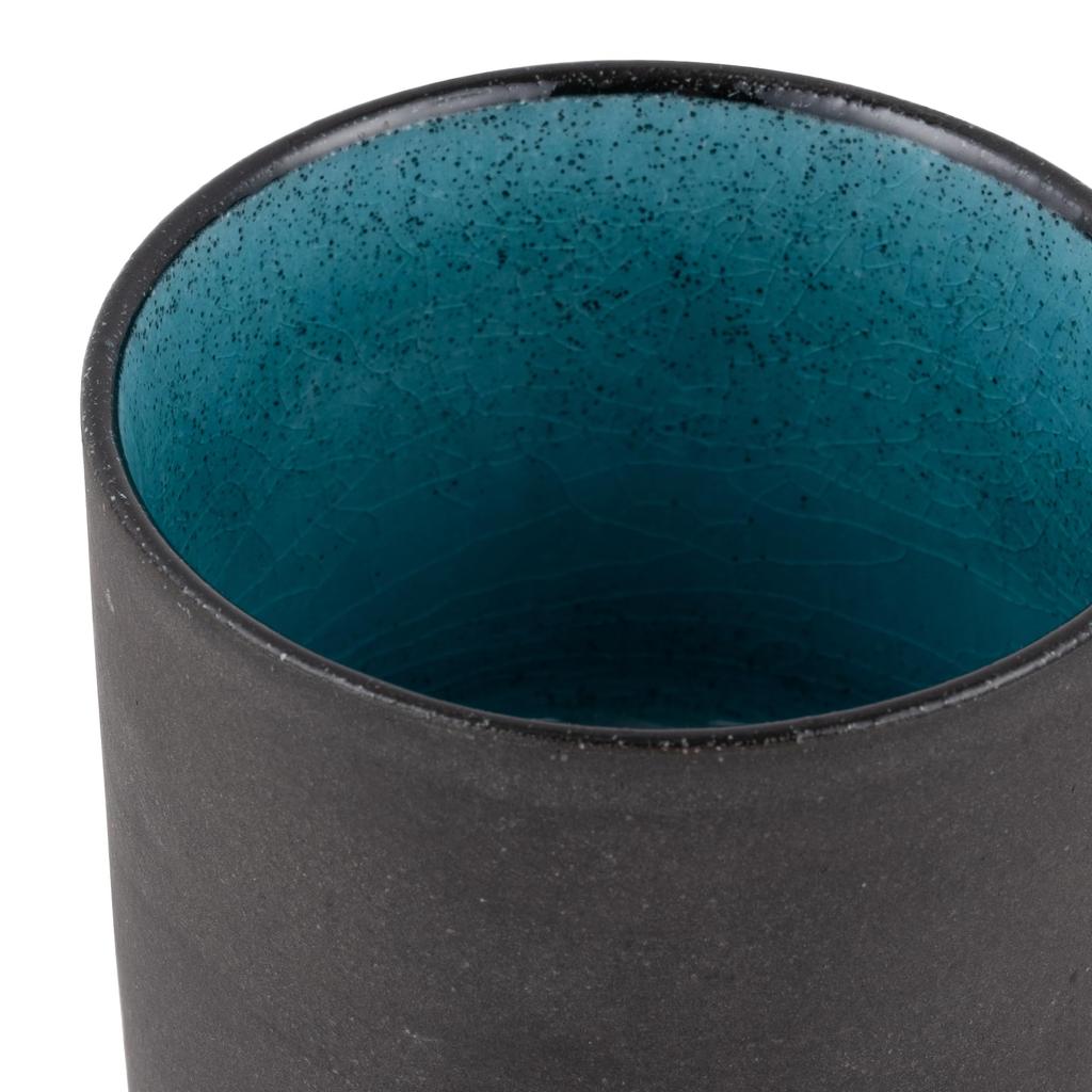 Koyo Pottery Black Earth Key Mug, Blautopas, 20402