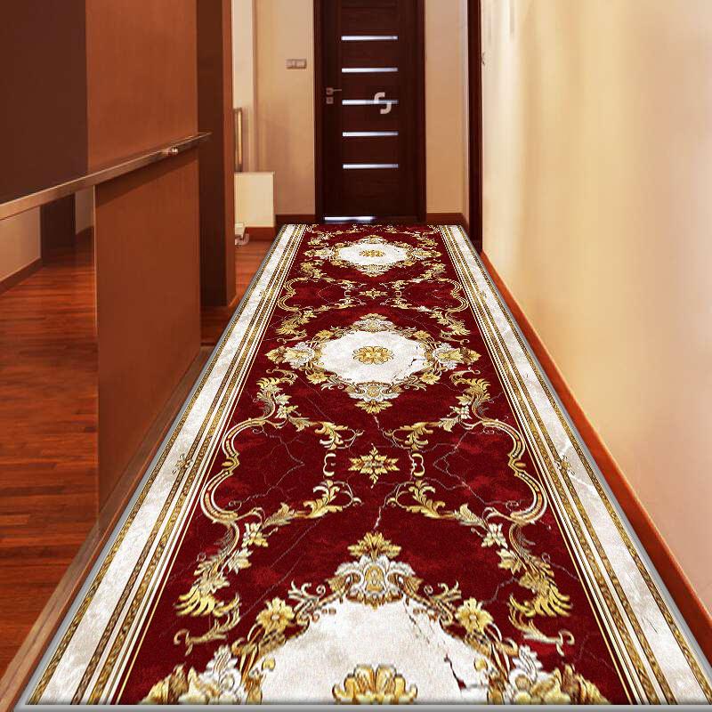 European Style Luxury Runner Hallway Carpet Decoration Hall Long Corridor Anti Slip Rugs Customizable Stairs Aisle Washable Mat