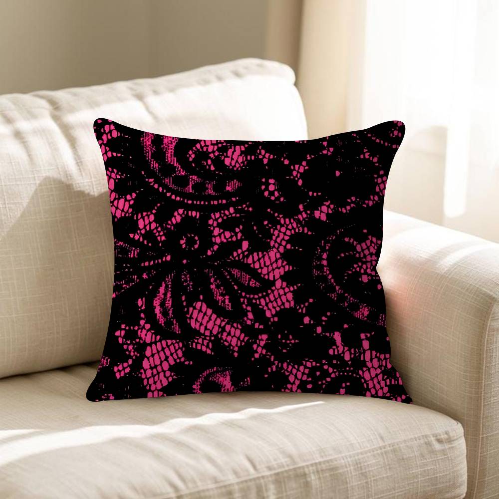 Black Lace Print Cushion Cover Inches Farmhouse Decor Home Throw Pillow Covers For Couch Decorations