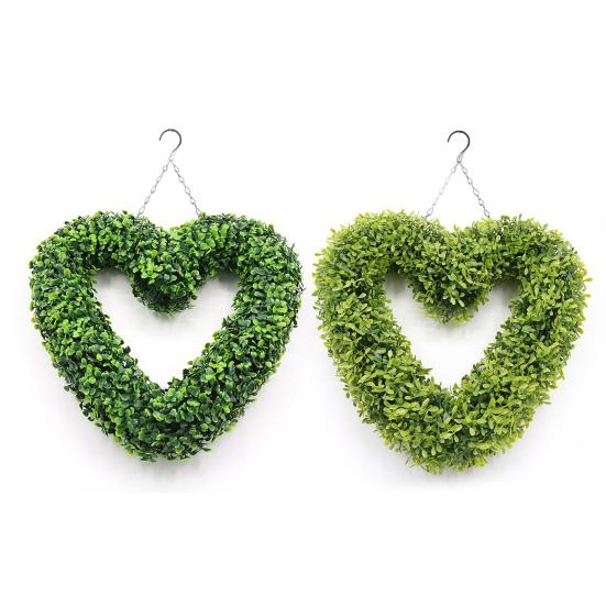 Yapay Kalp Çelenk Duvar Kapı Pencere İç Mekan Dış Mekan Kullanımı İçin Sahte Yeşil Bitki Dekor Bakım Gerektirmez Gerçekçi Asılı Yeşillik
