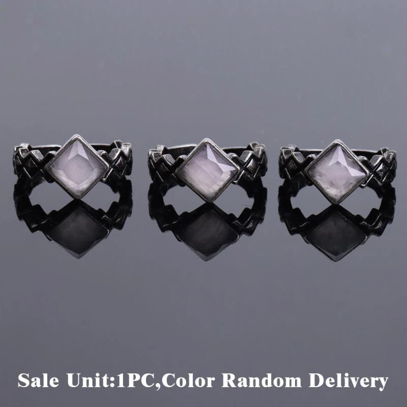 1Pcs Retro Crystal Ring Natural Stone Amethyst White Crystal Handmade Vintage Punk Finger Ring Jewelry Gift
