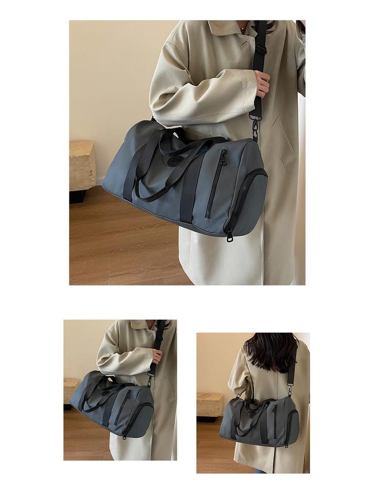 Unisex Large Capacity Duffel Bag with Shoe Compartment - Waterproof, Simple Solid Color Travel & Gym Bag