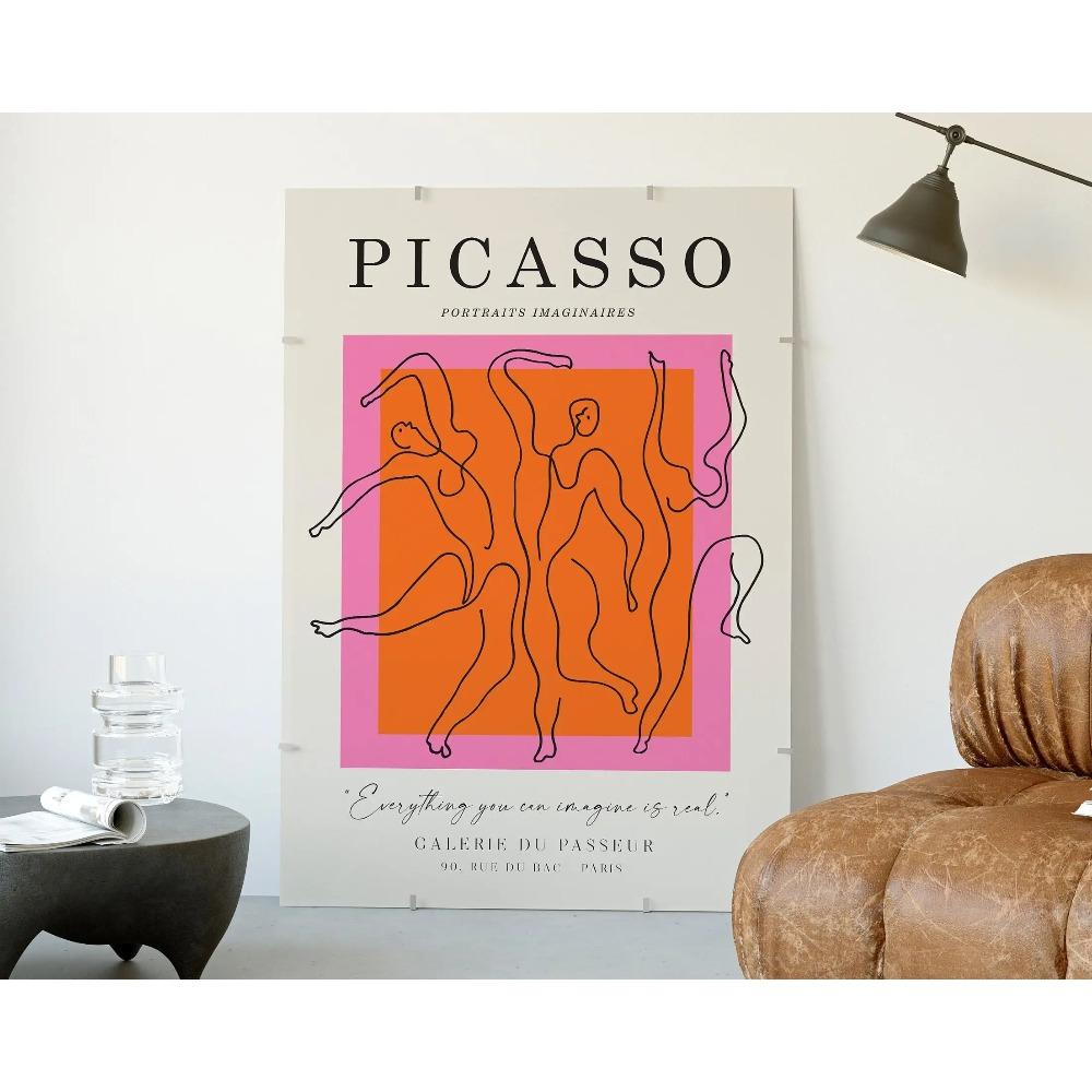 Abstract Vintage Minimalist Face Body Canvas Painting Poster Picture for Home Decor Picasso Exhibition Wall Art Print