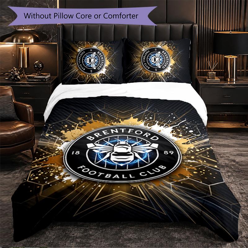Set Biancheria da Letto Brentford Football 3 Pezzi Morbido Set Copripiumino con Federe Set Decorazione Camera da Letto per la Casa