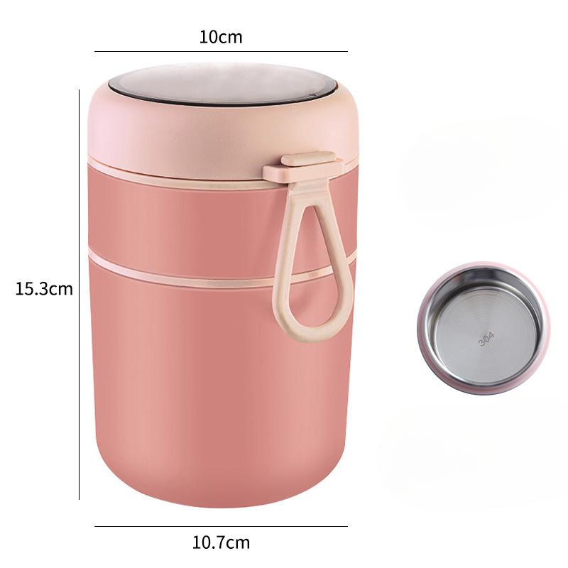 Stainless Steel Insulated Lunch BoxDouble-layer Portable Soup Cup, Small Rice Bucket Sealed Breakfast Cup Soup Bowl