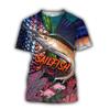 Men's Summer T-shirt Brook Trout Fishing 3D Printed Harajuku Casual Short Sleeve T-shirt Unisex Neutral Outdoor Quick Drying Top