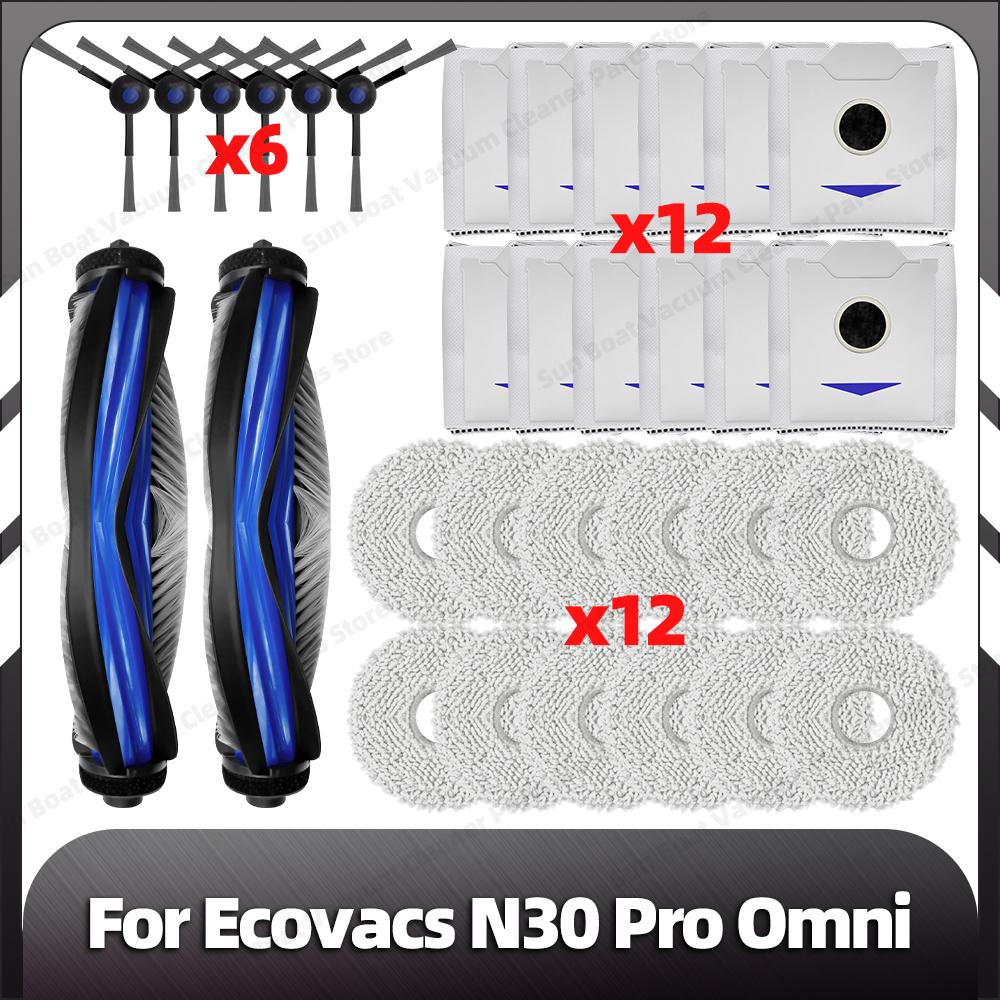 Compatible for Ecovacs N30 Pro Omni Replacement Main Side Brush Mop Pad Dust Bags Spare Parts Accessories
