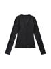 Chic French V-Neck Zipper Long Sleeve Slim Fit T-Shirt for Women, Autumn/Winter High-End Style.
