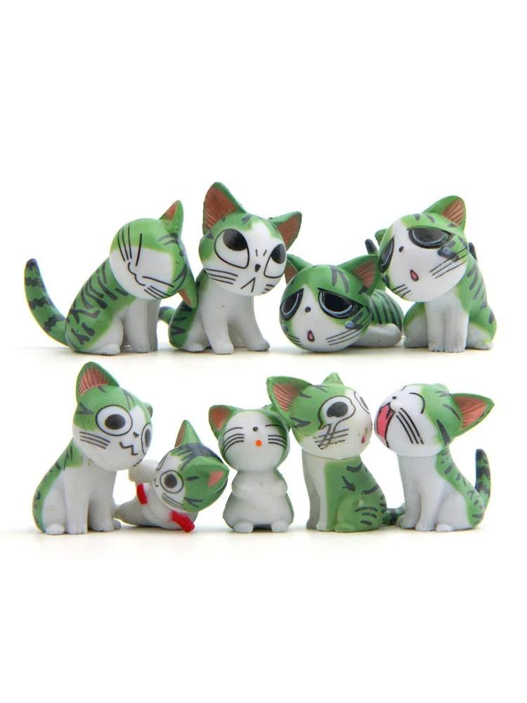 9pcs/set Cute Japanese Cat Figures Mini Kitten Home Garden Decor PVC Figurine Miniature Toys
