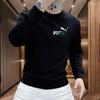 Men's European Light Luxury Printed Hoodie: Autumn/Winter Slim Fit Plus Velvet Top