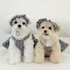 Plaid Pet Dress Set with Hood for Small Dogs and Cats, 100% Polyester, Pullover Style, Random, Belt Skirt, Pet Clothes