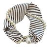 Magnetic Clasp Pearls Chain Necklace Floral Satins Scarf Elegant Silk Skinny Narrow Neckerchief for Fashionable Women