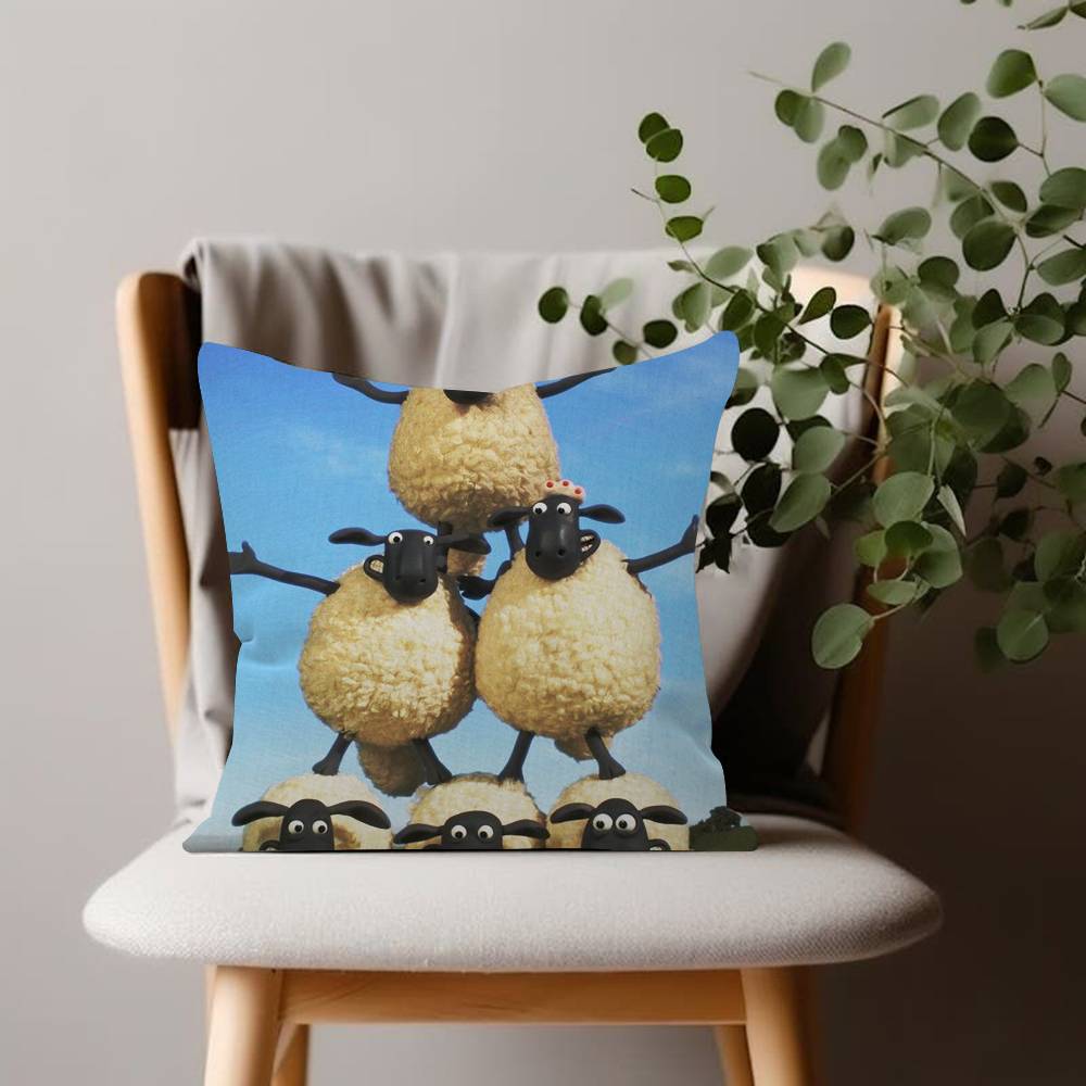 Cartoon SShaun Fun the Sheep Anime Cushion Cover Inches Farmhouse Decor Home Throw Pillow Covers for Couch Decorations