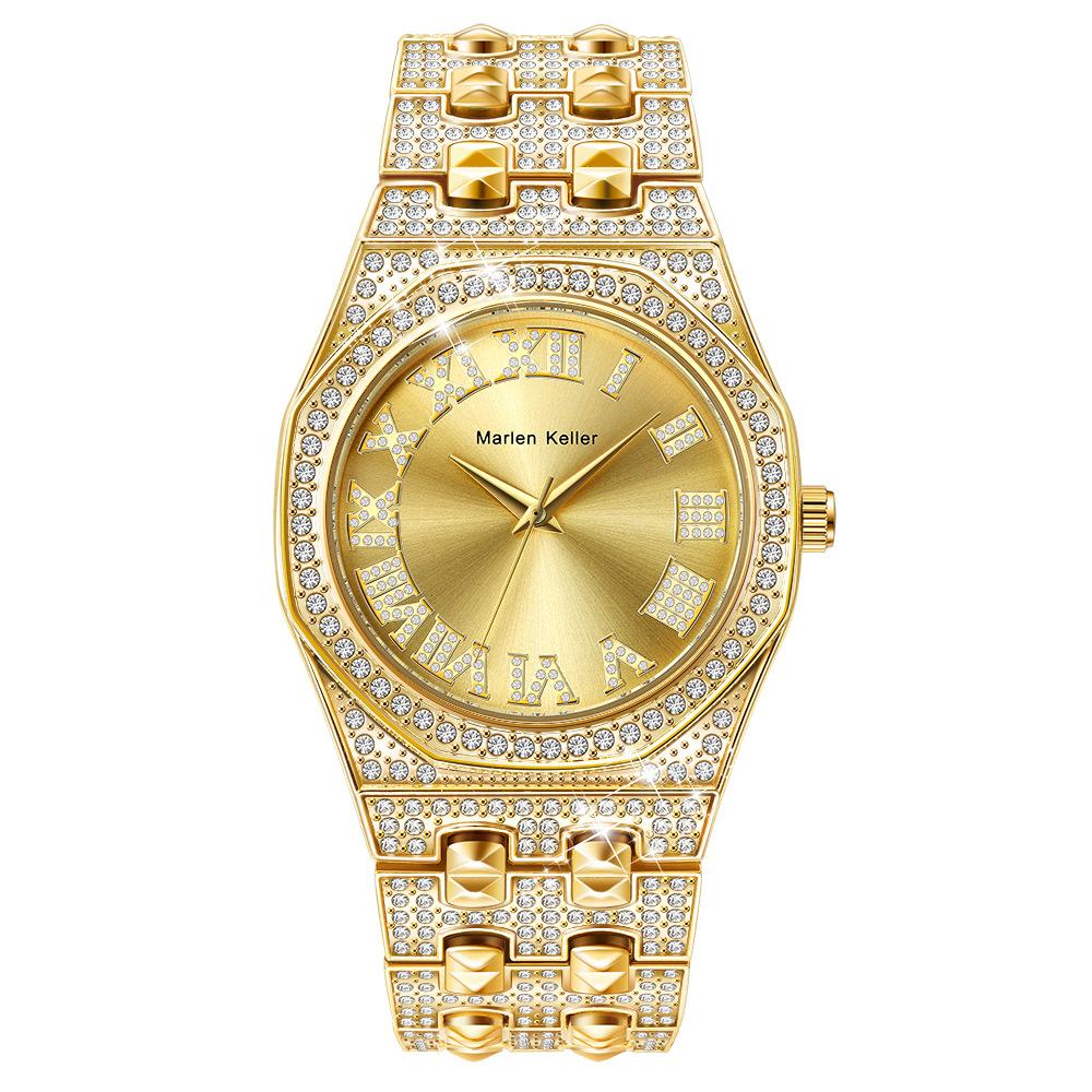 Luxury Full Diamond Men Watches Fashion Stainless Steel Strap Male Quartz Wristwatches
