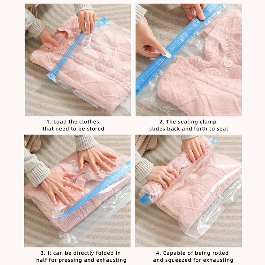Portable Hand Roll Compression Bags Clothes Blankets Vacuum Storage Bag Non Pumping Sealed Bag Travel Organizer Bag