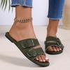 Fashion Ladies Shoes 2025 Brand Open Toe Women's Slippers Fashion Outdoor Belt Buckle Summer New Plus Size Casual Concise Flat Slippers