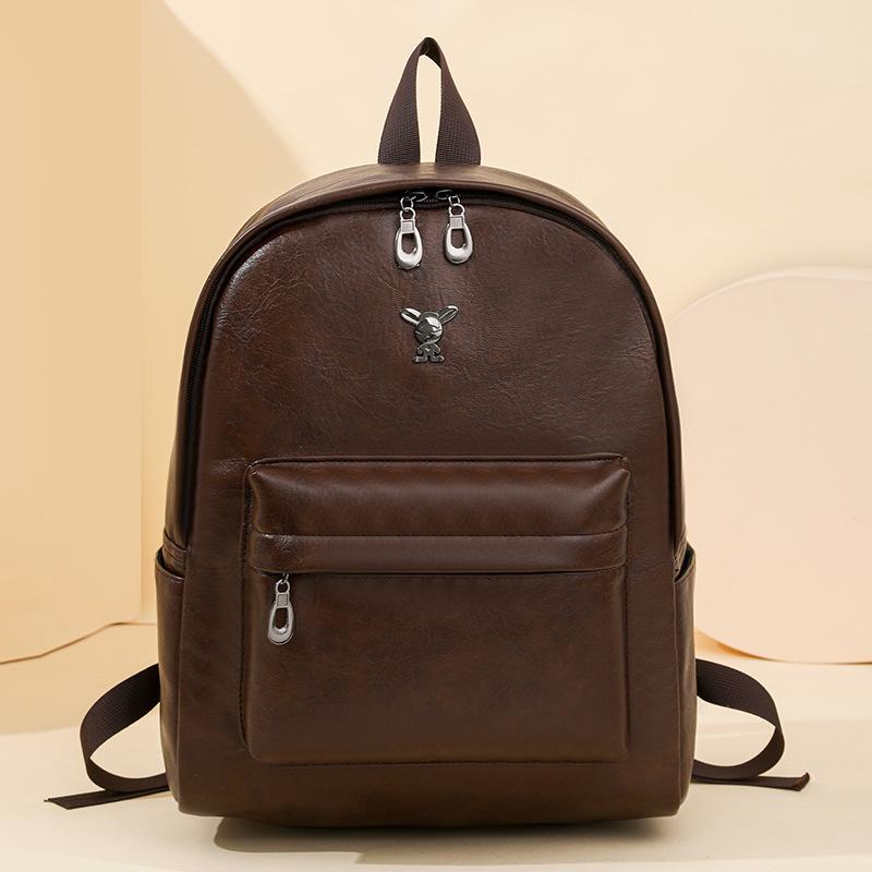 

Женский рюкзак ретро мягкая кожа повседневный для работы простой большой вместимости дорожный рюкзак универсальный модный новый темно-коричневого