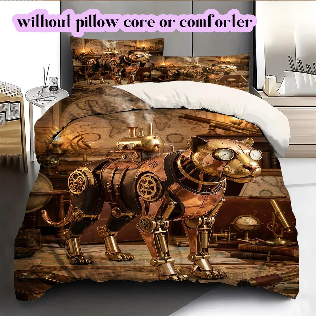 Medieval MachineryPattern Bedding Quilt Set Quilt Cover Pillowcase Home Decoration Birthday Gift (1 * duvet cover + 2 * pillowcase, without core)