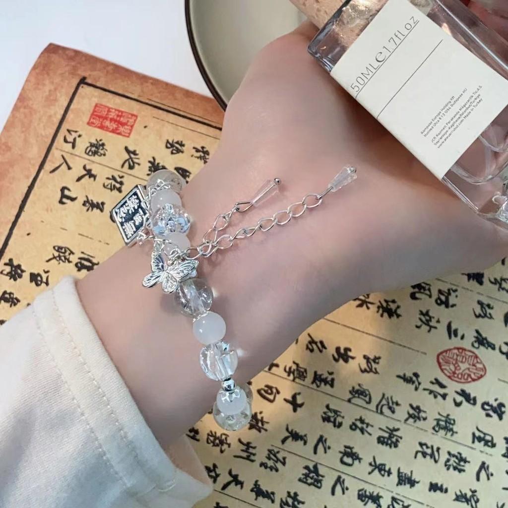 Gradient Elegant Blue Gemstone Butterfly Bracelet For Women Luxurious Summer Jewelry