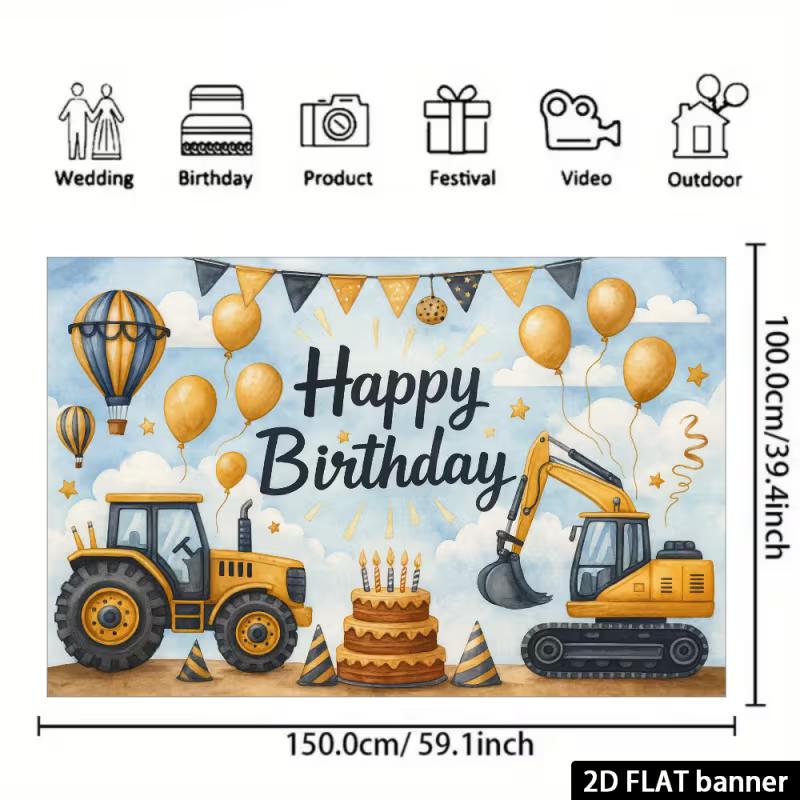 2D Bagger Traktor Alles Gute zum Geburtstag Fotografie Hintergrund