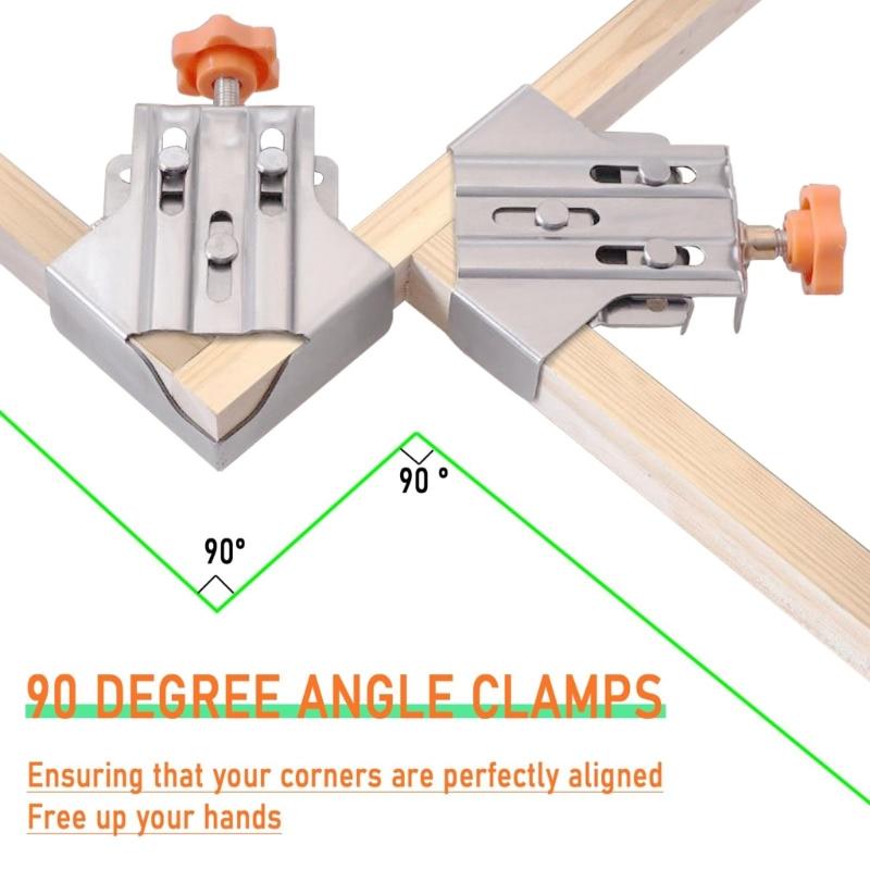 4pcs Right Angles Clamps With Not Slip Grip Corner Clamp Multipurpose for Accuracy Woodworking Metalworking Framing