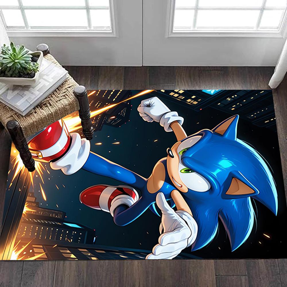 Sonic The Hedgehog Poster Decoration,Carpet,Living Room,Bedroom, Non-slip,Square rug
