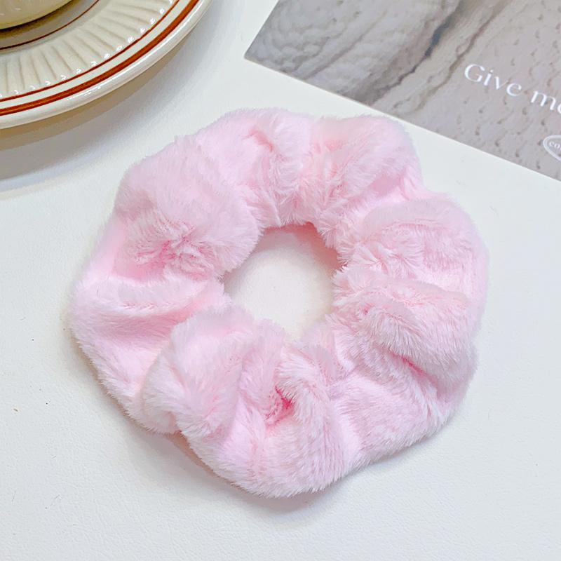 Solid Soft Plush Wide Hair Band For Women Girls Ponytail Holder Hair Tie Fluffy Rubber Band Scrunchie Hair Accessories