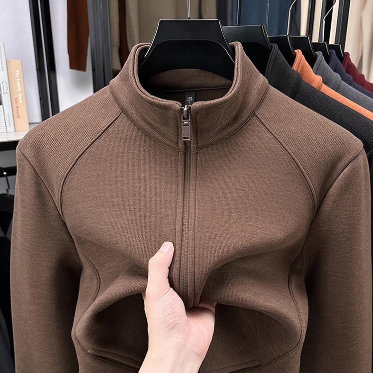 Autumn 2025 Men s Casual Solid Color Zipper Hoodie Jacket for Middle-Aged and Young Men 58