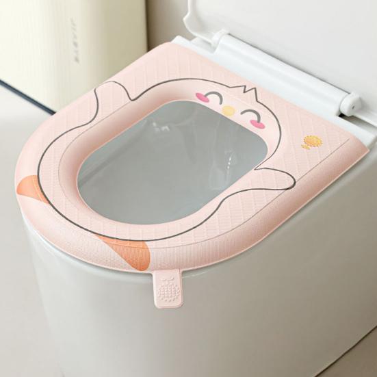 Toilet Seat with Exclusive Handle Easy to Clean EVA Waterproof Material Soft Cushion Cartoon Pattern Non-Slip Toilet Seat Pad
