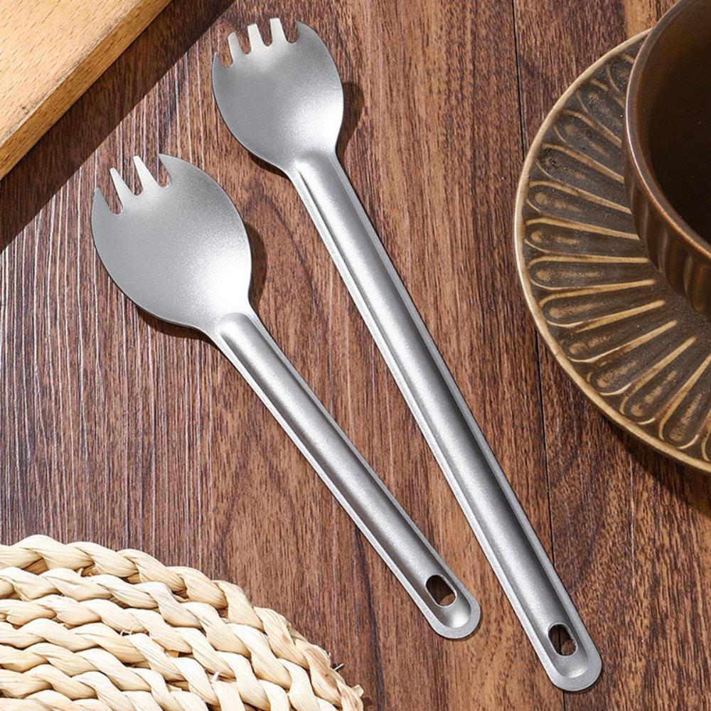 2 Piece Corrosion-resistant Titanium Cutlery Set Ultralight Outdoor Dinnerware Set  Salad