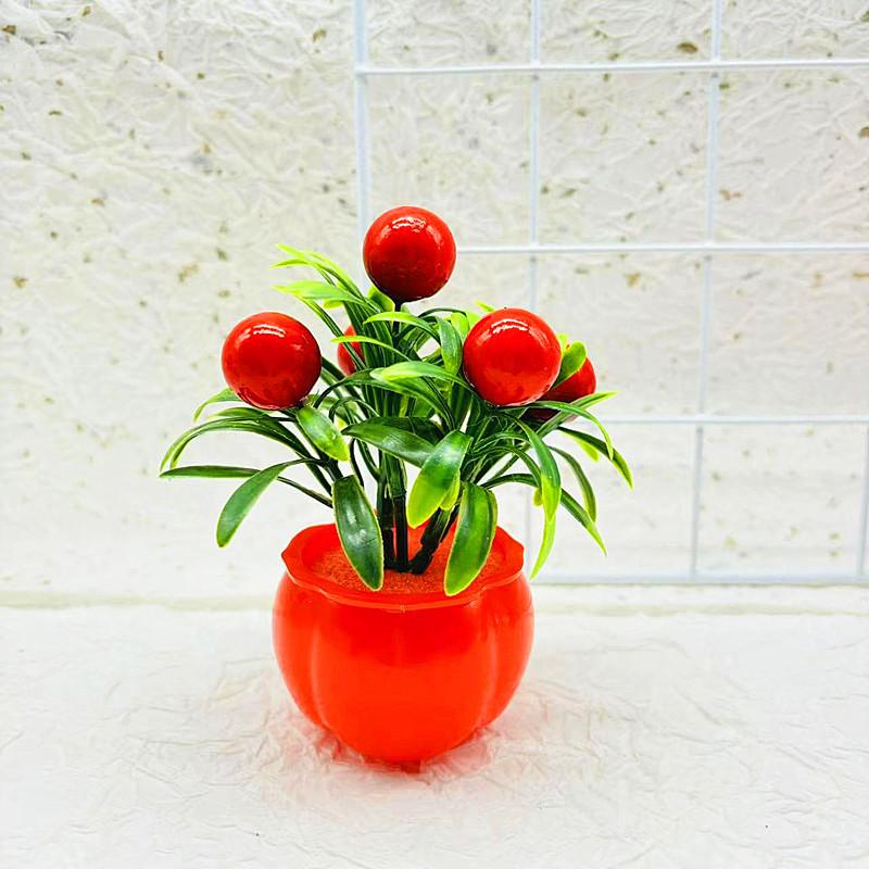 Fake Potted Fruit Bonsai With Plastic Material For Home Decor And Tabletop Display
